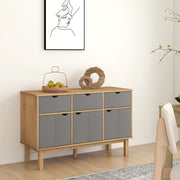 Credenza Marrone e Grigia 114x43x73,5 cm Legno Massello di Pino cod mxl 39301