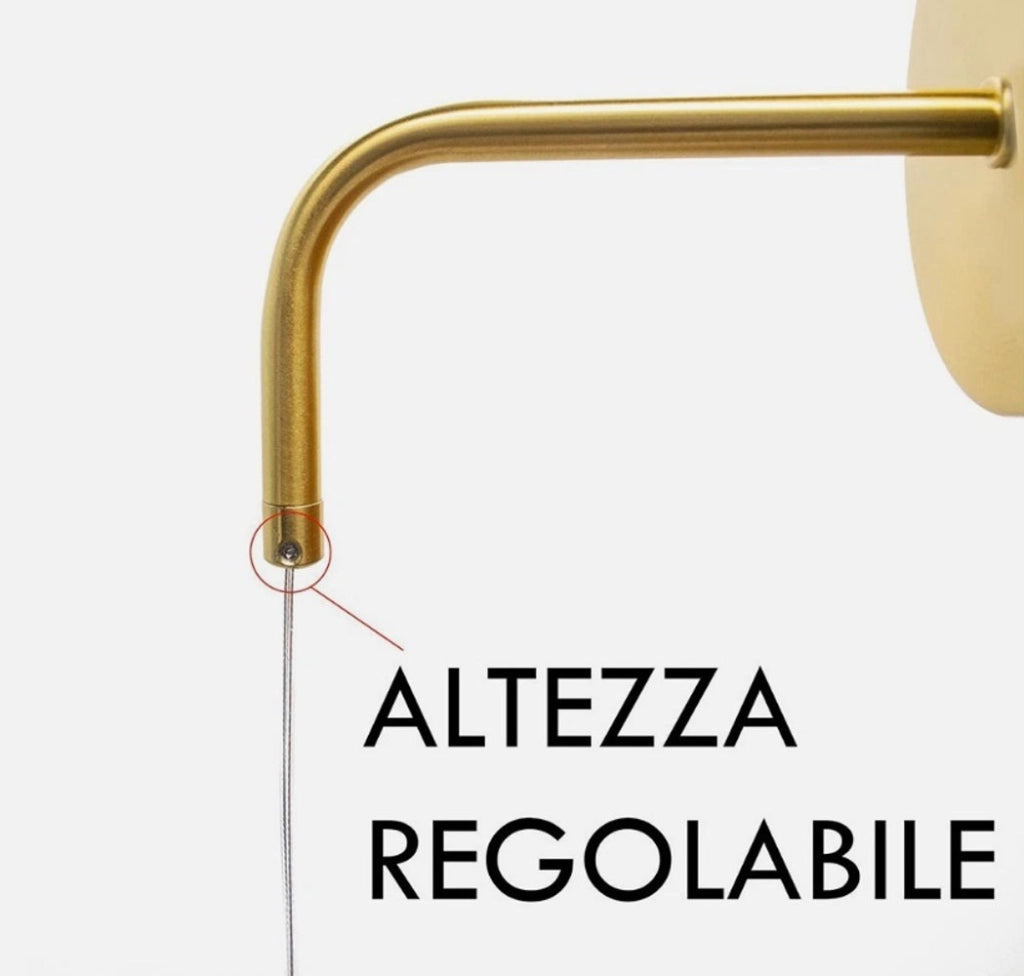 Applique da Parete Moderna Ottone e Nero E27 Altezza Regolabile 100cm Lampada Design Minimal per Camera Letto Soggiorno