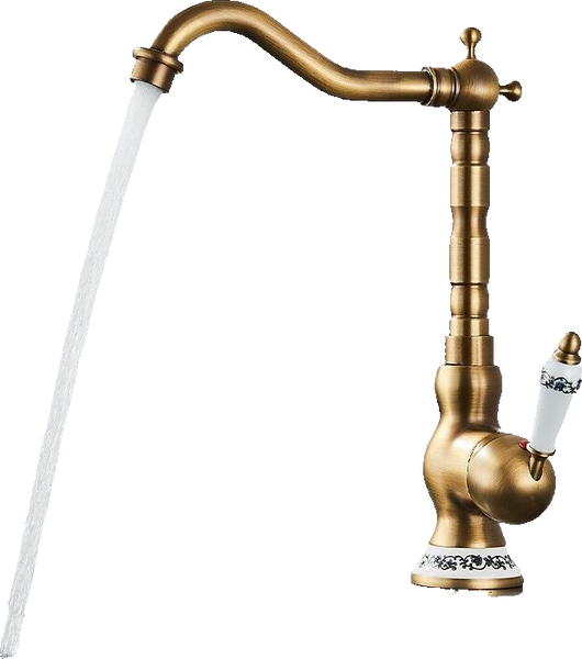 JULIAN | Rubinetto da cucina vintage premium in ottone dorato |Rubinetto miscelatore retrò in acciaio inox da cucina Gastro | 2 porte ruotabili a 360°