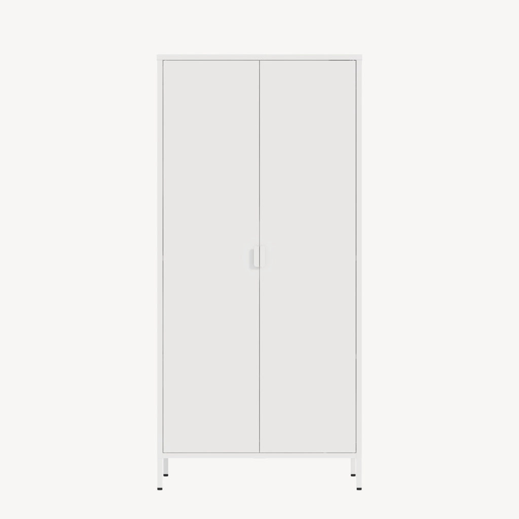 Armadio Guradaroba Esteli in Acciaio a 2 Ante con 2 Barre Appendiabiti e 4 Ripiani 170 x 80 x 45 cm - Bianco [en.casa]