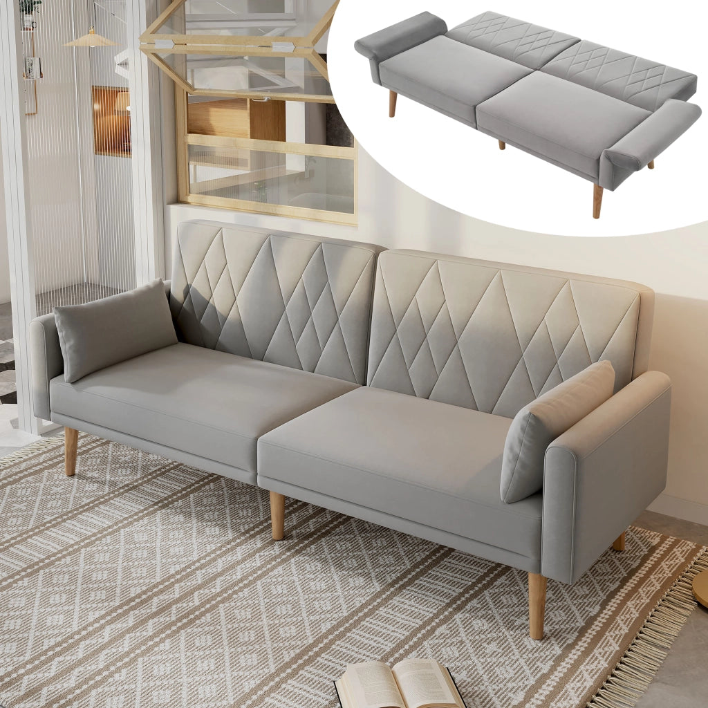 Divano Letto 2 Posti in Velluto ¨C MINIMAL ¨C Grigio