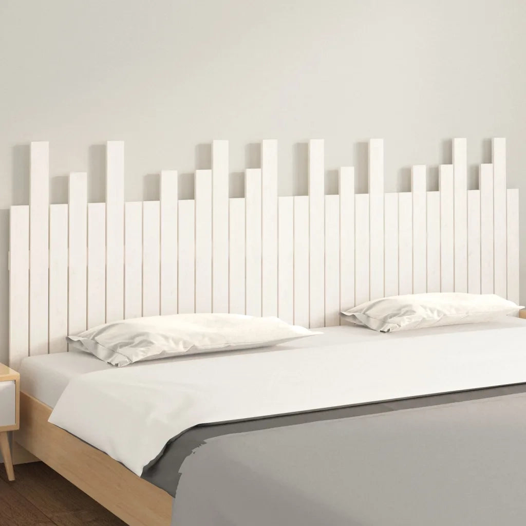 Testiera | Testata da Parete Bianca 204x3x80 cm in Legno Massello di Pino