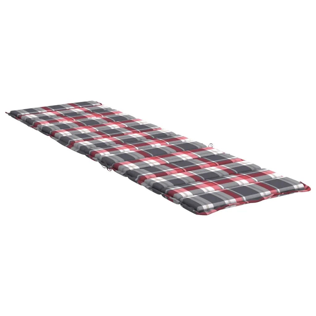 Cuscino per Lettino a Quadri Rossi 200x50x3cm Tessuto Oxford 314201