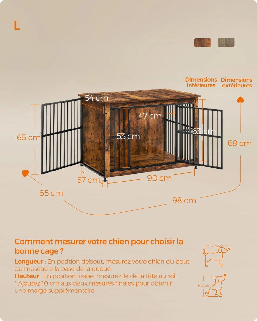Mobili per trasportino per cani tavolino laterale cuccia moderna per cani fino a 32 kg robusta cuccia per cani con fondo solido cuccia per cani a doppia porta 12_0005317