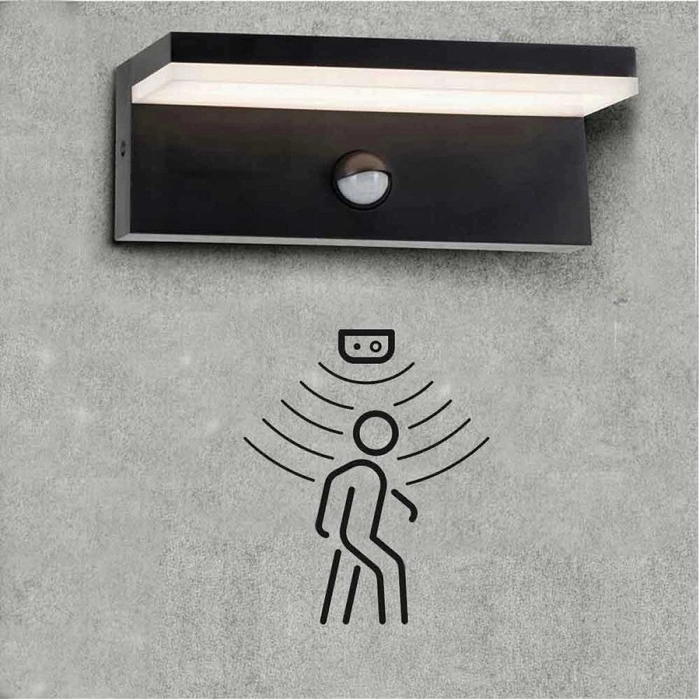 Trade Shop - Applique Esterno 10w Con Sensore Pir Di Movimento Da Parete Giardino Ip54 Bs82-n -