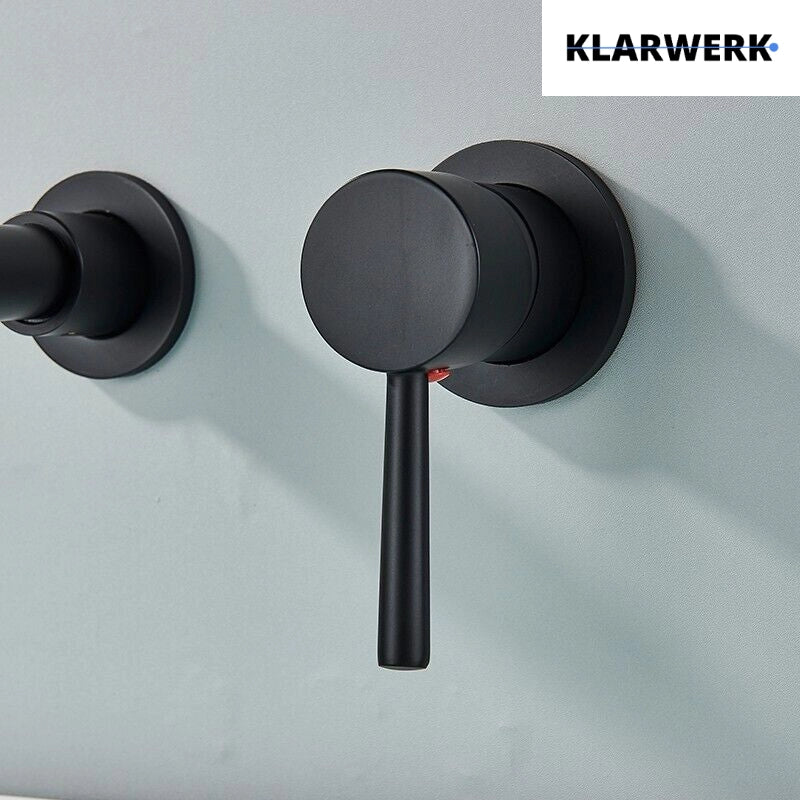 NAVIS|Rubinetto da bagno a parete in 2 parti nero semplice in acciaio inox a parete per bagno|Miscelatore per lavabo con rubinetto gastronomico hotel