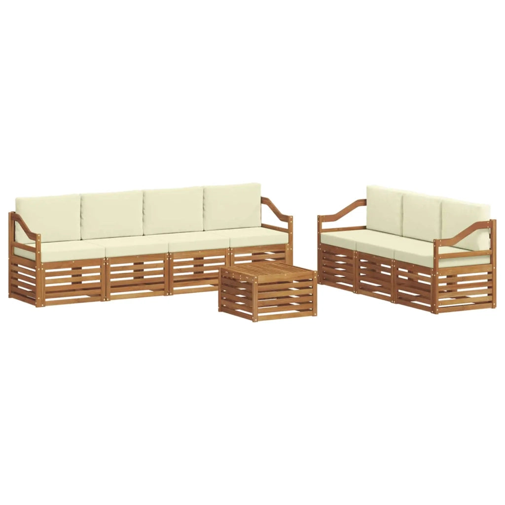 Set divani 8 pz Naturale e Crema Legno di Acacia Massello 3374505