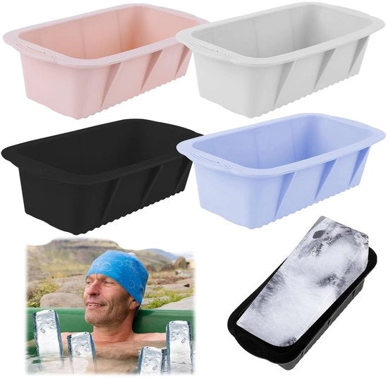 Forme di ghiaccio - Silicone - Riciclabili - Blu, Rosa, Grigio, Nero - Grandi blocchi di ghiaccio - Per campeggiare, pescare