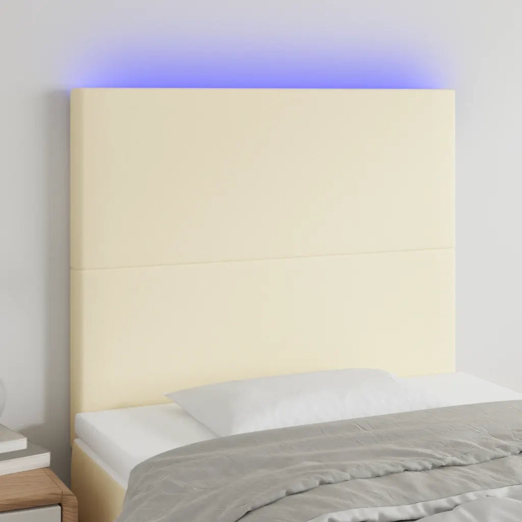 Testiera a LED Crema 100x5x118/128 cm in Similpelle 3122230