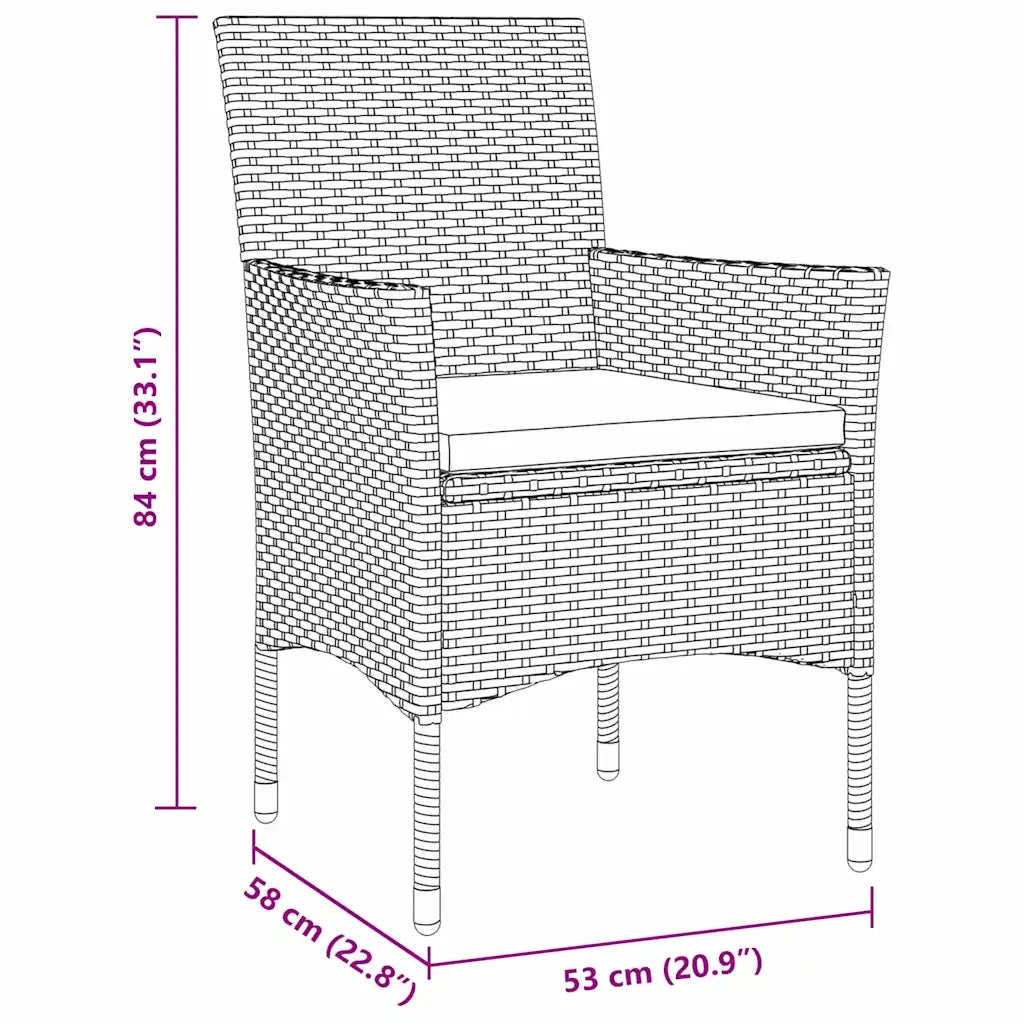 Set da Pranzo per Giardino con cuscino 9 pcs Marrone polyrattan 3379750