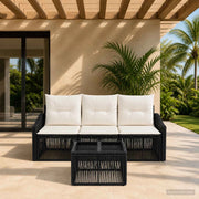 Set Divano da Giardino 4 pz Nero polyrattan 3435925