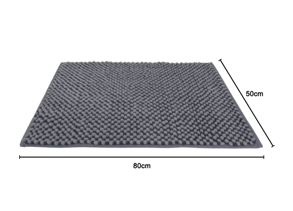 Tappeto Bagno Doccia Antiscivolo In Ciniglia Super Assorbente Modello Dots - 50x80 - Nero