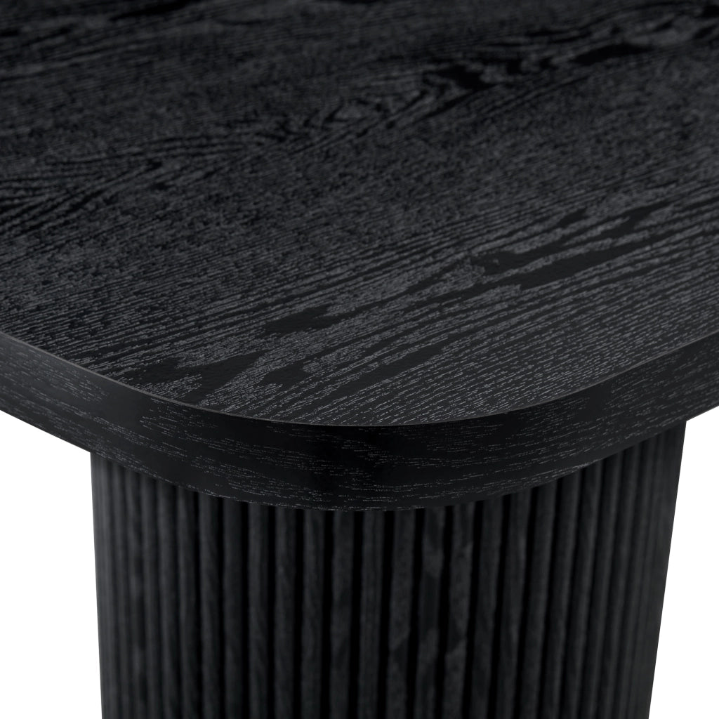 Tavolo da pranzo ovale per 6 8 persone con base scanalata in MDF nero 180 × 90 × 76 cm