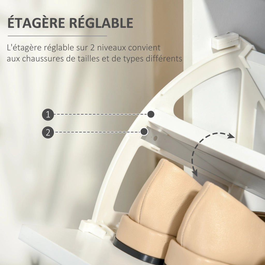 Armadio per Scarpe ¨C zephmum ¨C 60x24x80 cm, bianco, 2 ante