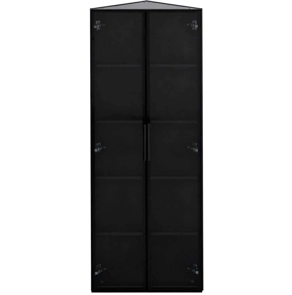Vetrina angolare LED 62 x 35 x 160 cm in MDF e vetro nero