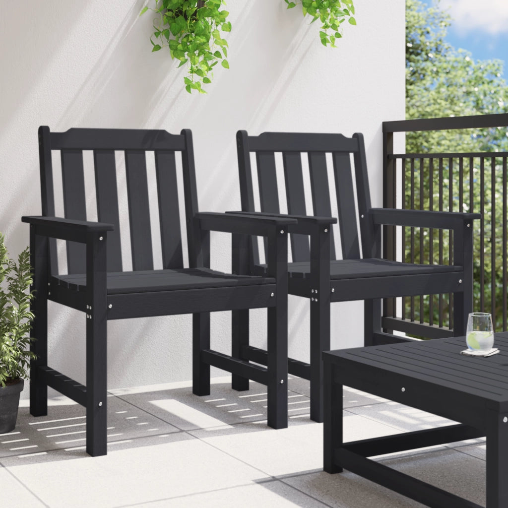Sedie da Giardino 2 pz Nero HDPE