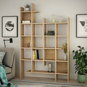 Libreria Achela, Scaffale da ufficio, Mobile portalibri, Biblioteca, 122x26h188 cm, Quercia