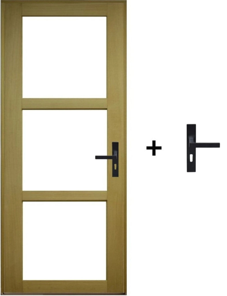 Blocco Porta Ayous Vetro Trasparente H204 x L83 Pannello Laterale Sinistro a Spinta + Maniglia