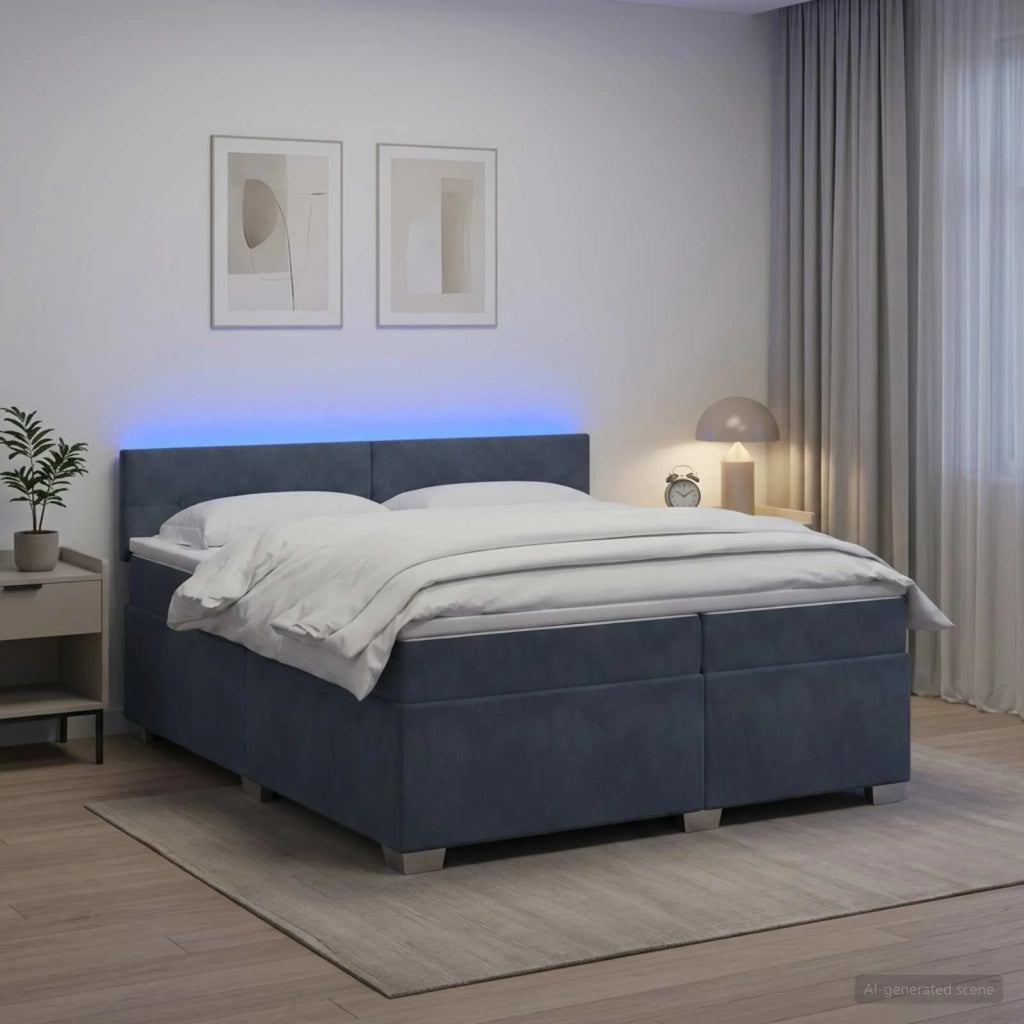 Letto con Box Spring, Materasso e LED Grigio Scuro 200 x 200 cm 3452247