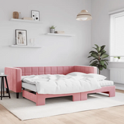 Divano Letto Estraibile con Materassi Rosa 90x200 cm Velluto 3196718