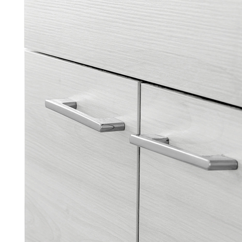 Mobile lavatoio 60x60 cm 2 ante rovere bianco con vasca in resina, asse lavapanni e kit di scarico