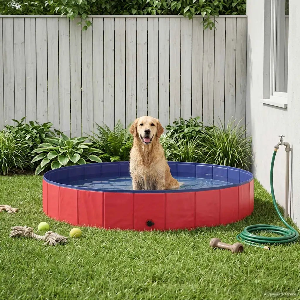 Piscina per Cani Rosso ?200 x 30 cm PVC Spesso CFW6318282