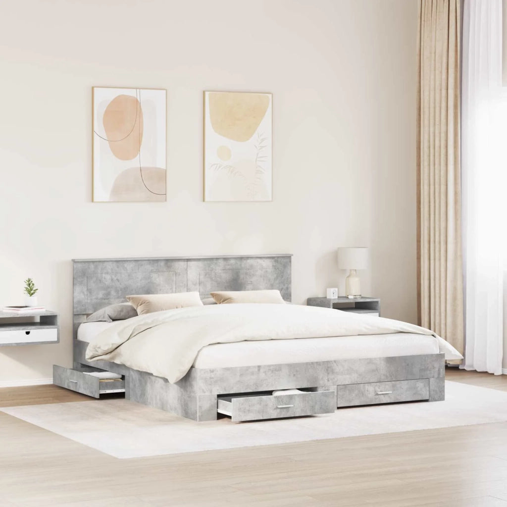 Struttura del letto con testiera Grigio cemento 180 x 200 cm