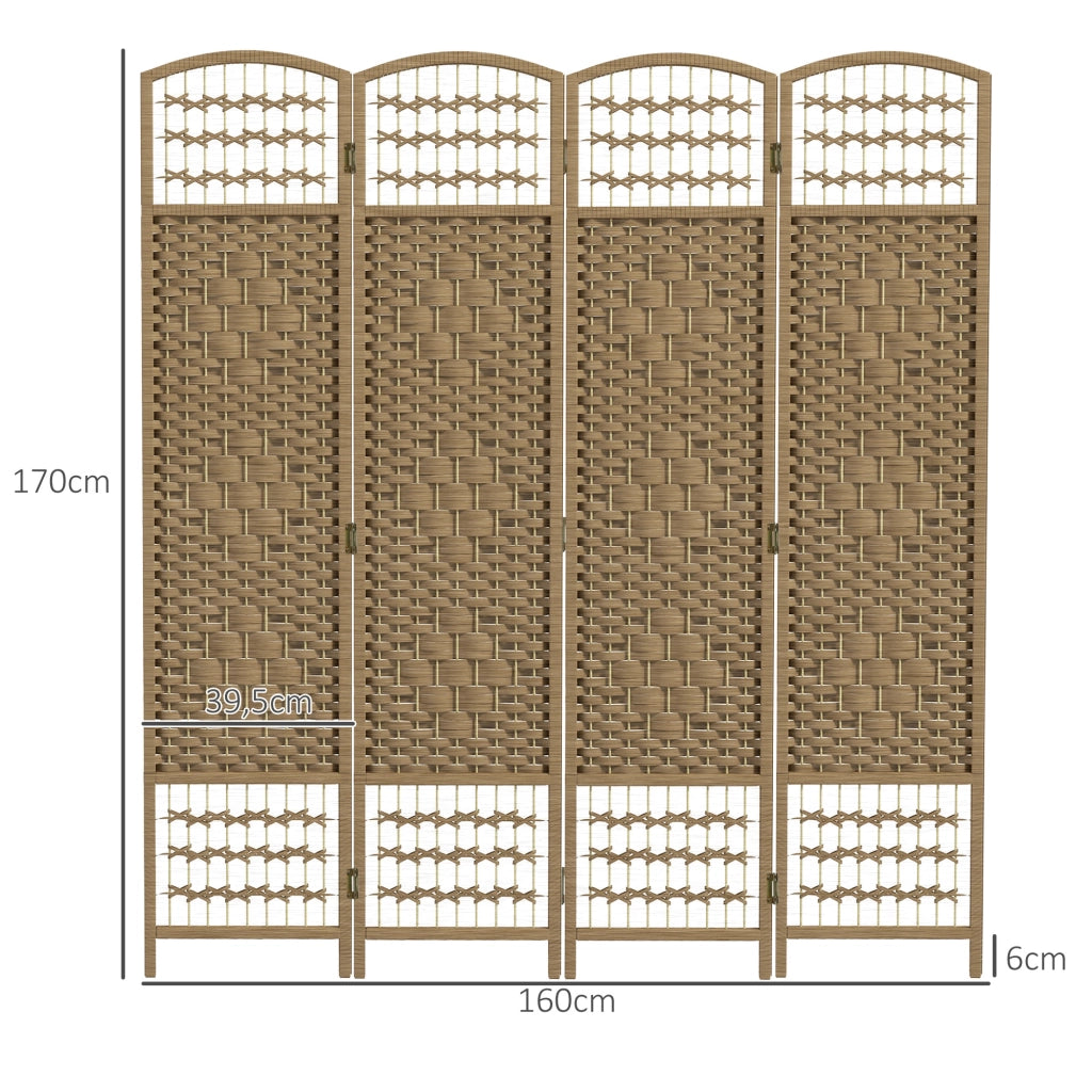 Biombo Pieghevole 4 Pannelli ¨C Zephmum ¨C Naturale 160x170cm