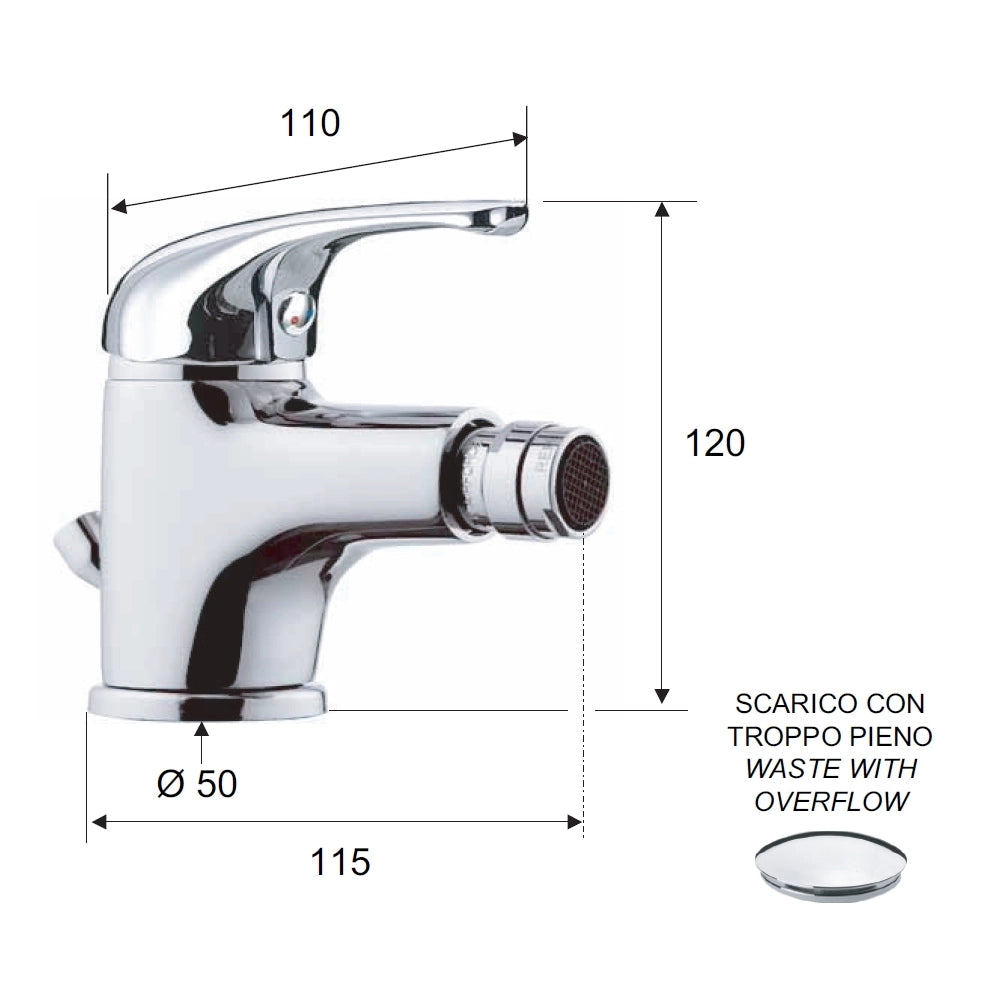 Rubinetto bidet con aeratore direzionabile - serie 35
