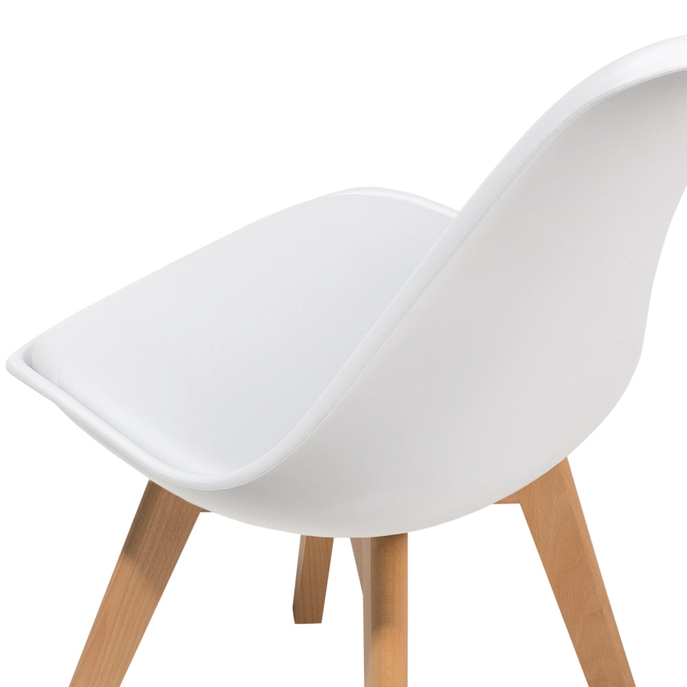 Set di 2 Sedie da Pranzo Ecopelle colore bianco con  Gambe in Legno Lucide soggiorno sala da pranzo