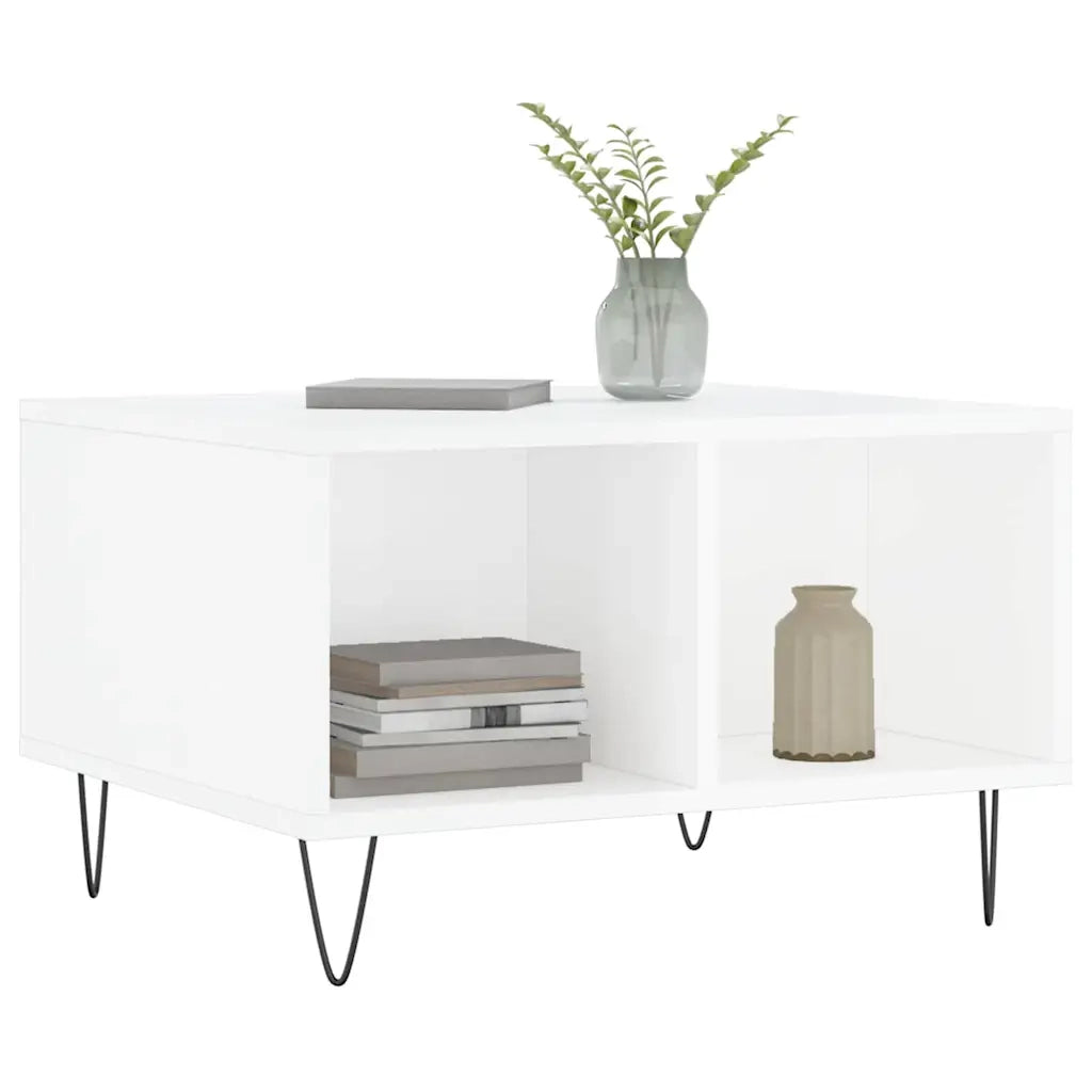 Tavolino Salotto Bianco Lucido 60x50x36,5 cm Legno Multistratocod mxl 70785