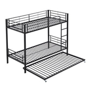 Letto a Castello 90x200 cm e 90x190 cm; 3 Posti - con Scaletta; Sponde in Metallo Nero