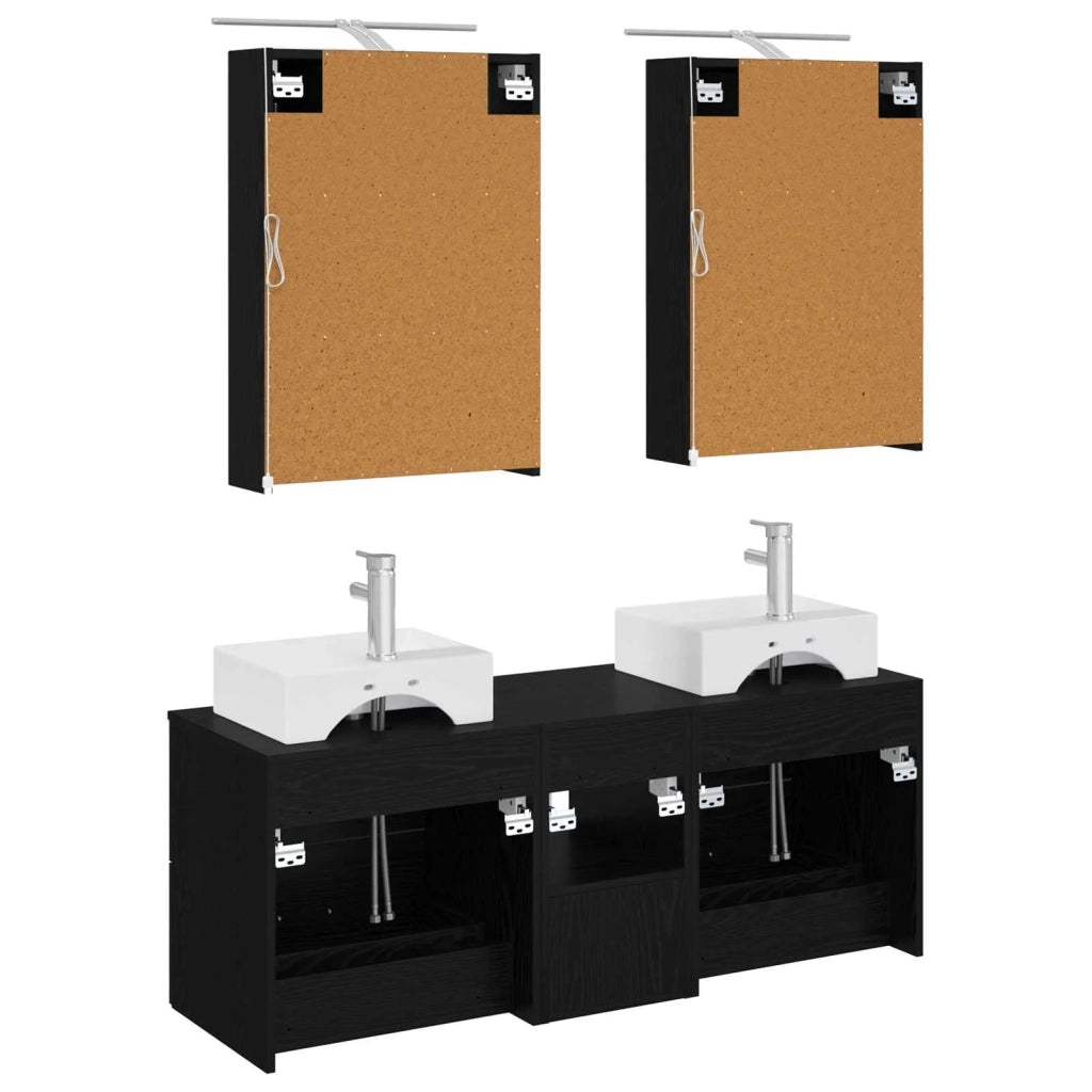 Set di mobili per il bagno 5 pcs Rovere Nero 3406792