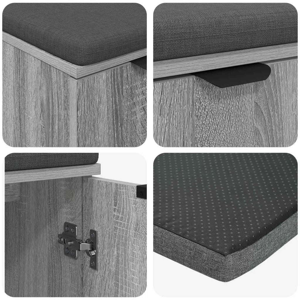 Panca per ingresso con cuscino-Sgabello-Panca da Corridoio Grigio Sonoma 60 x 38 x 46 cm 559829