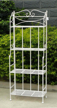 Portapiante Noelle 4 Piani Bianco Antico 61x32x156 h cm in Acciaio Bianco