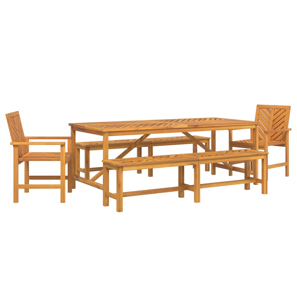 Set da Pranzo da Giardino 5 Pezzi in Legno Massello di Acacia