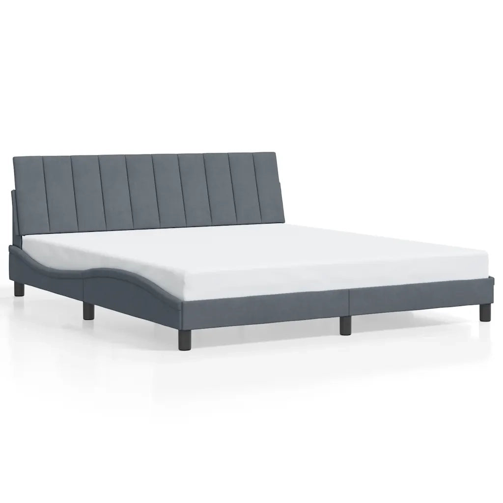 Giroletto con LED senza Materasso-Struttura Letto Hanko Grigio Scuro 180x200 cm in Velluto