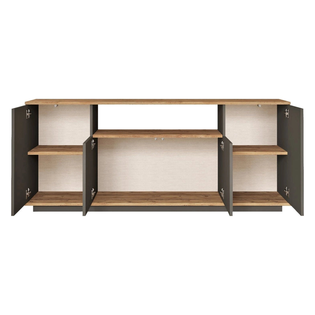 Madia Cisliano, Credenza 3 Ripiani, 180x45x75h cm Nero Antracite