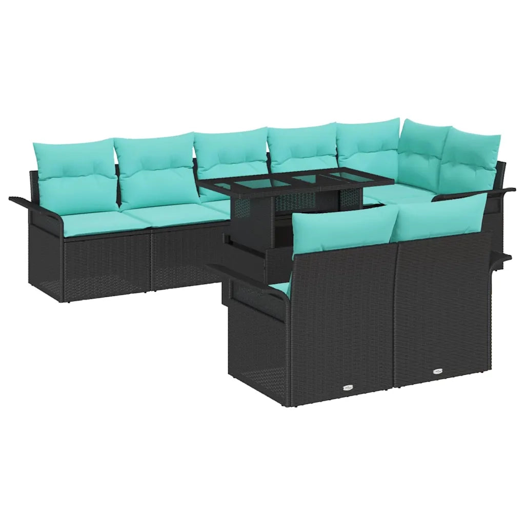 Set Divano da Giardino 9 pcs Nero Rattan in Polipropilene 3357049