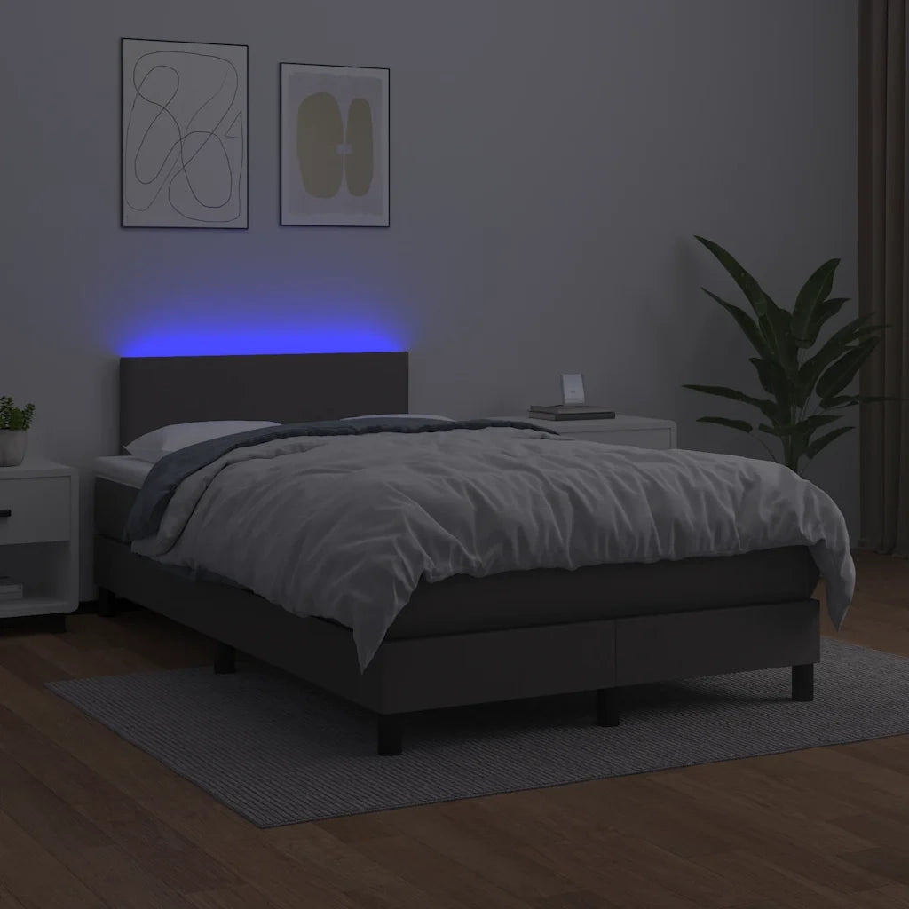 Giroletto Molle con Materasso e LED Grigio 120x190cm Similpelle 3270127