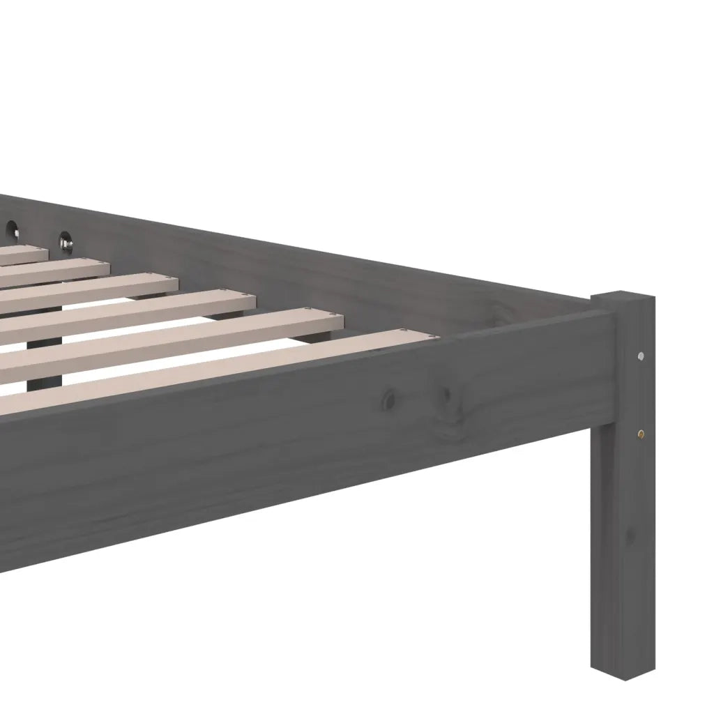 Giroletto-Struttura Letto Grigio in Legno Massello 140x200 cm 607009