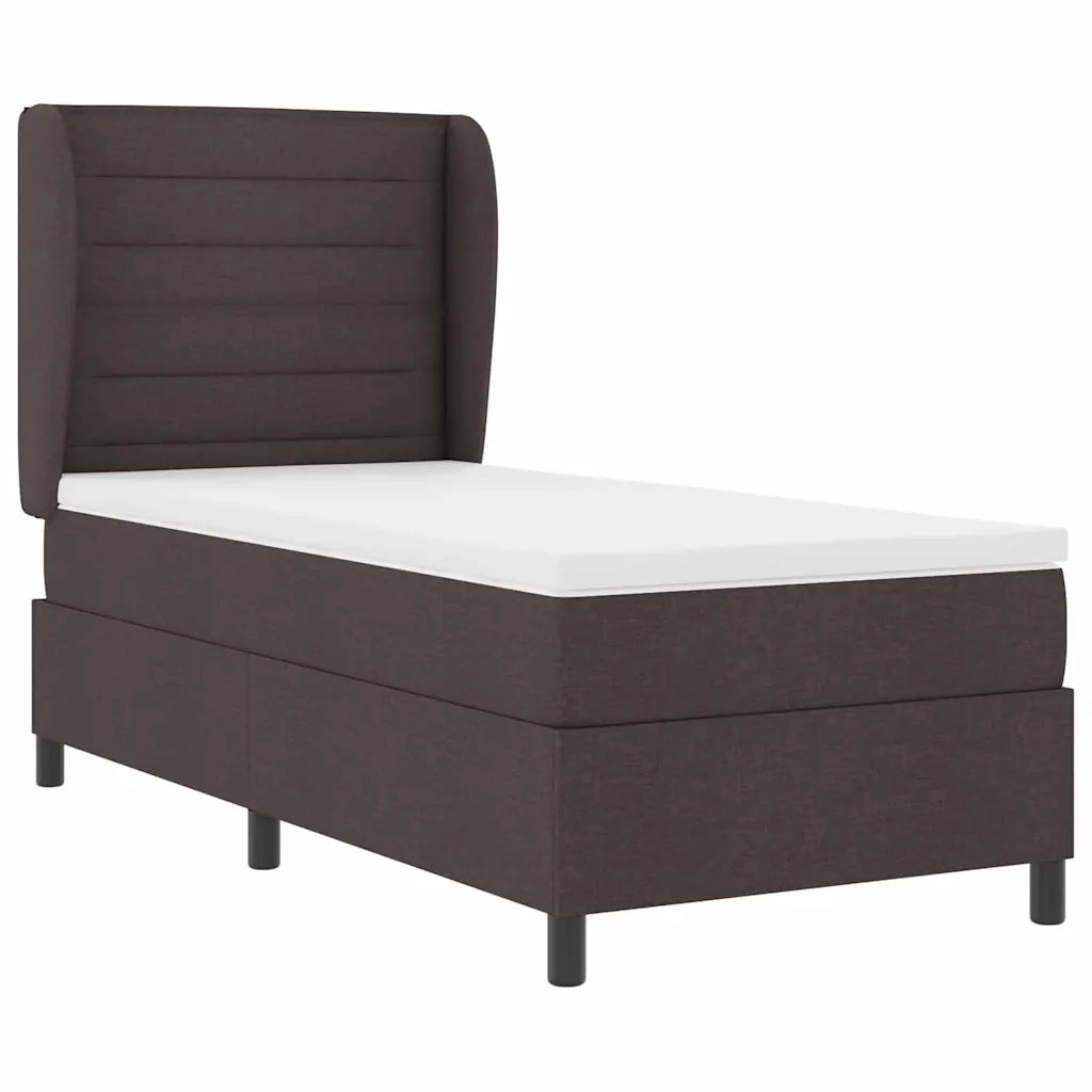 Letto a molle con materasso Marrone scuro 100 x 200 cm Tessuto 3340490