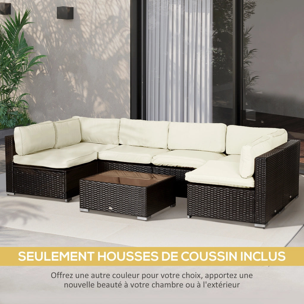 Set 14 Housses Cuscini Divano da Giardino ¨C Zephmum ¨C 6 Assise 8 Dorso Poliestere Cr¨¨me