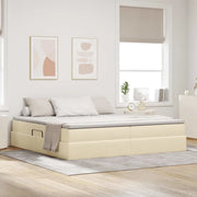 Letto con contenitore e materasso Crema 200 x 200 cm Poliestere 3370252