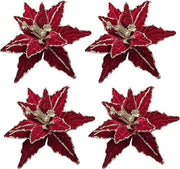 Decorazioni di Natale con Fiamme di Glitter - Fiori di Natale in Feltro - 26cm - Adatto per Alberi di Natale, Slingue, Feste, Matrimoni, Feste, Decorazioni di Capodanno
