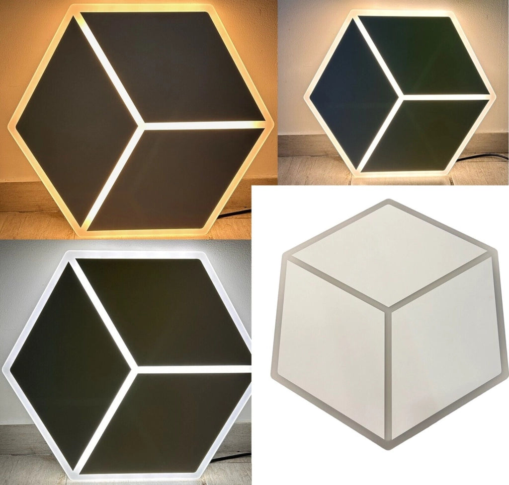 Applique Lampada da parete muro LED a 12W moderna cubo effetto 3D cambia 3 luci