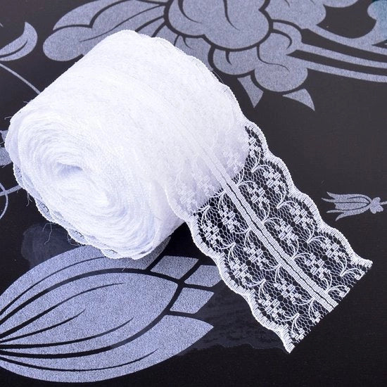 Lint decorativo a rullo da 100 m - Decorazione per tavola - Cadeaulint - Verpackung per regalo - Bianco - Lint decorativo