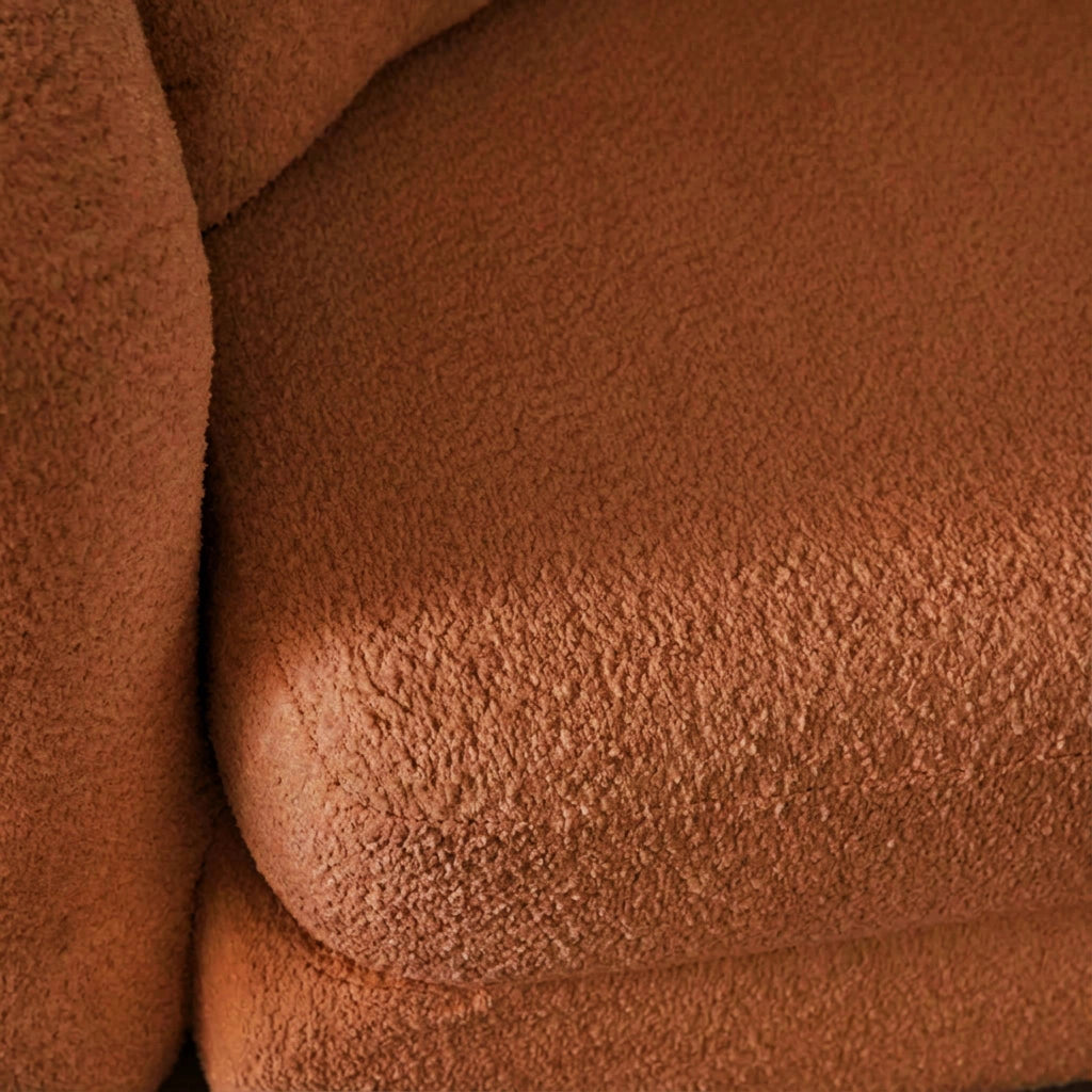 Divano letto in bouclé testurizzato, 3 posti, terracotta