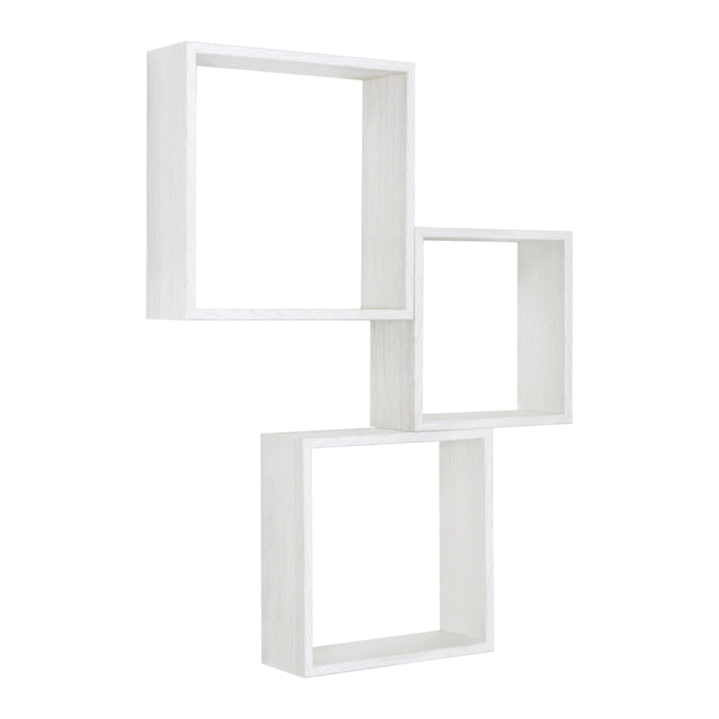 Set di 3 Mensole da Muro Modello INCUBO SLIM, Cubi Arredo, Mensole Cubo, Cubi da Parete. Misure 30x30x10cm 27x27x10cm e 24x24x10cm. Finitura   ROV.SBIANCATO - MADE IN ITALY