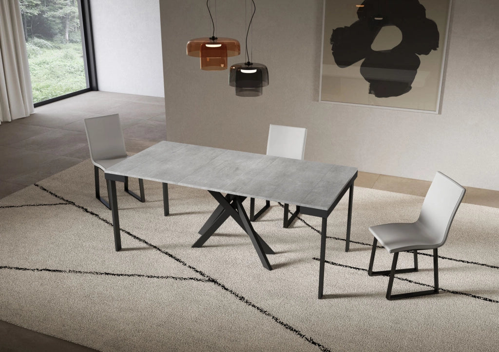Consolle Allungabile 90-196x40x77 cm Saki Small Evolution Cemento Gambe Antracite